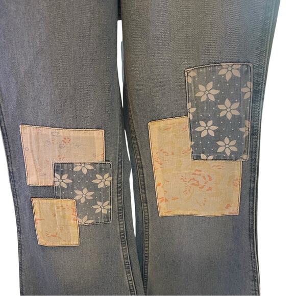 Women's Blue Patchwork Jeans - Picture 10 of 13